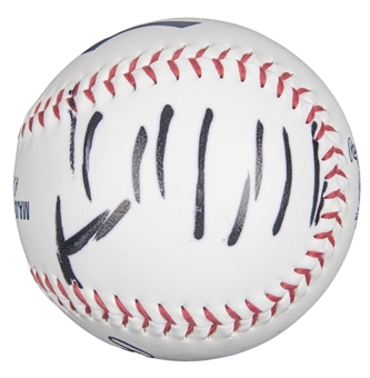 Donald Trump Signed OML Manfred Baseball With Yankees Logo (JSA)
